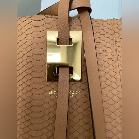 Michael Kors Collection Snake Skin Python Peanut Tote Bag - Picture 7 of 16